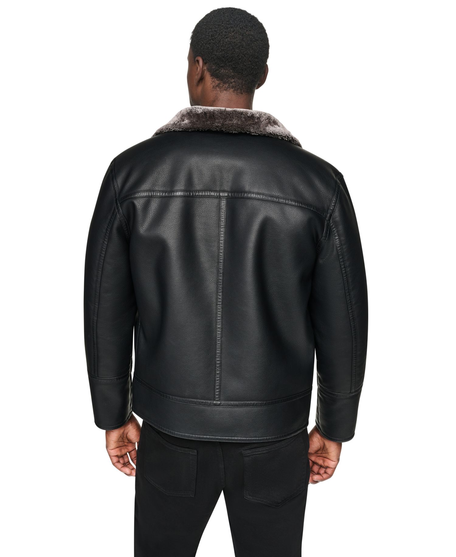 Men's Faux Fur Lined PU Jacket