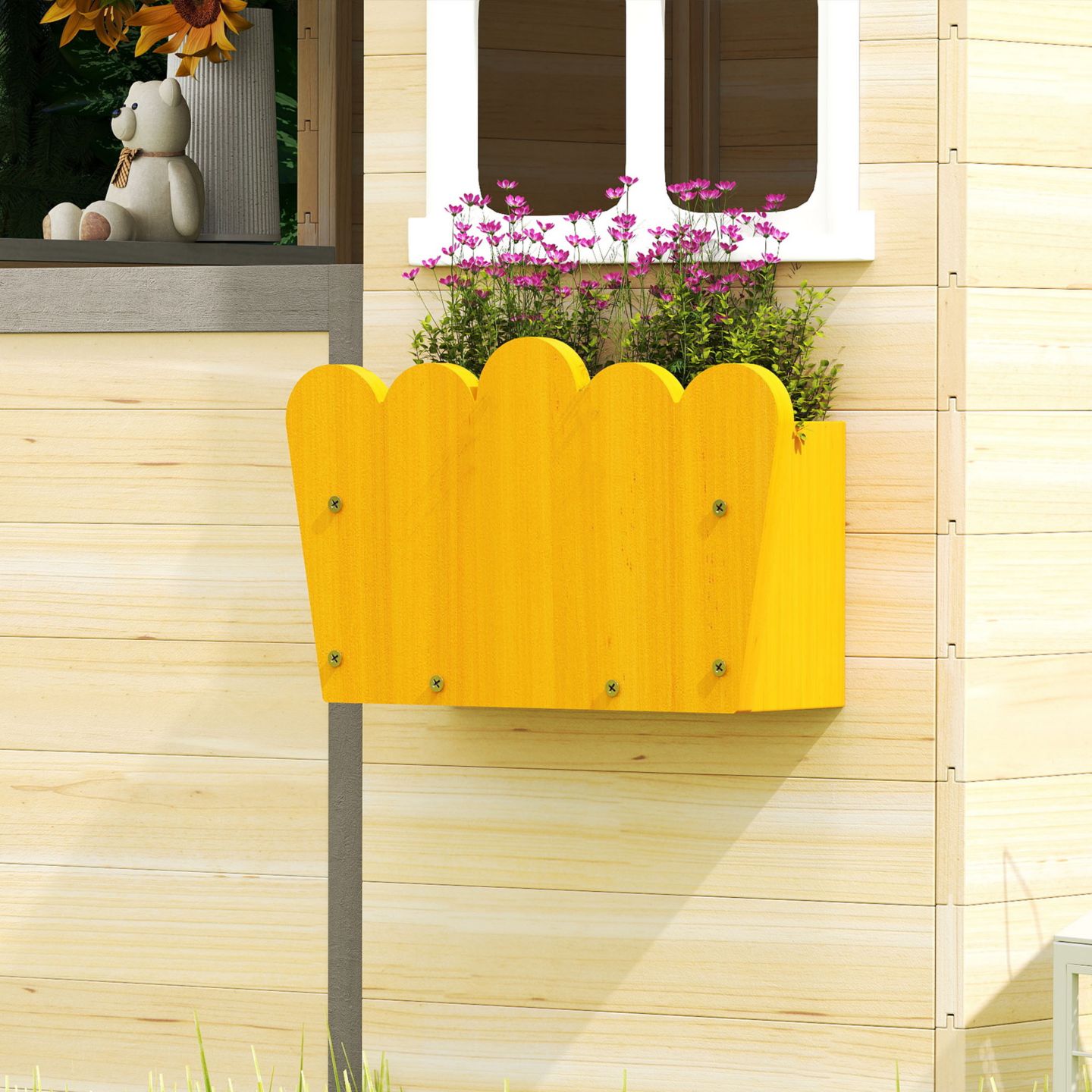 Детская игрушка Outsunny Wooden Outdoor Playhouse, Ages 3-7, цвет: Натуральный — фото 5