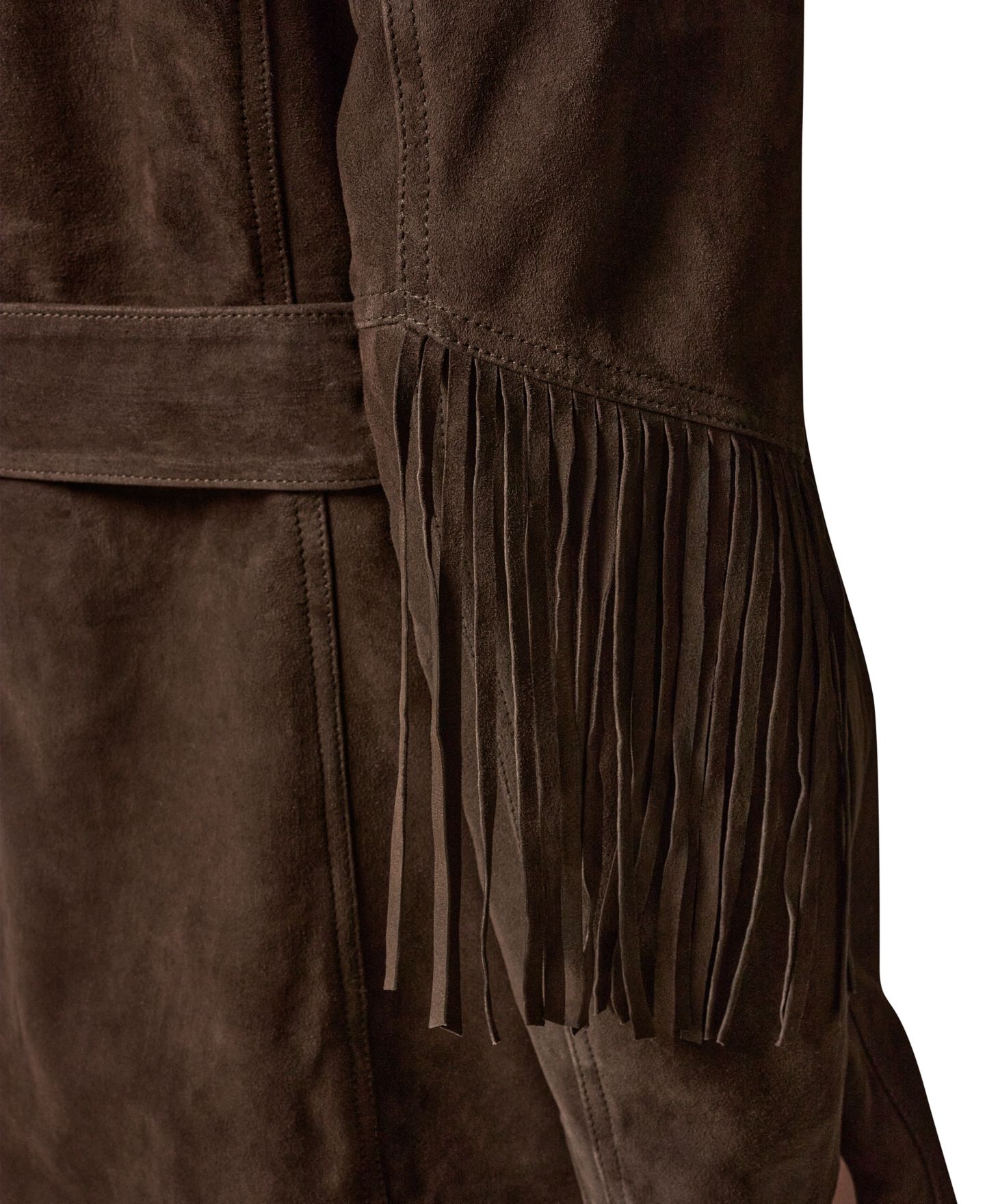 Женское пальто Donna Karan New York Suede Trench with Fringe, цвет: Шоколадный — фото 8
