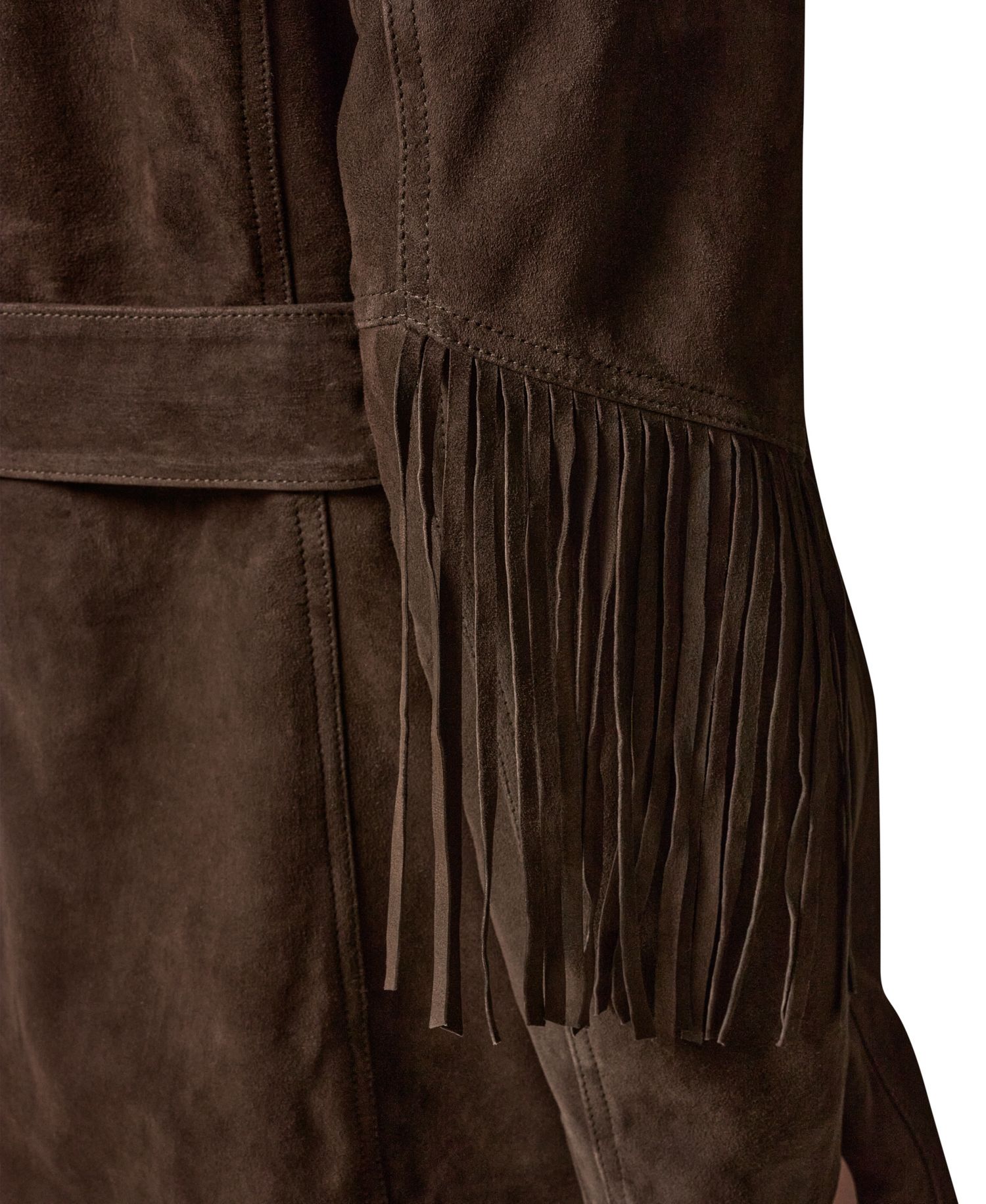 Women's Suede Trench with Fringe Coat