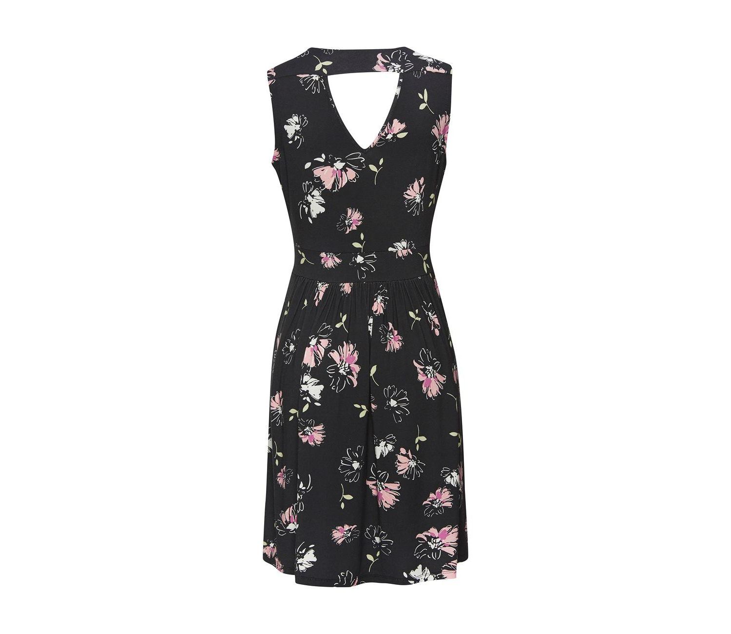 Women's Viscose Floral Print Open Back Detail A-Line V-Neck Short Dress