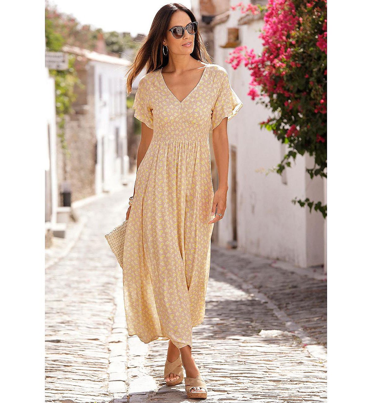 LASCANA Women's Floral V-Neck Maxi Dress view 2 — MAYCSS fashion products