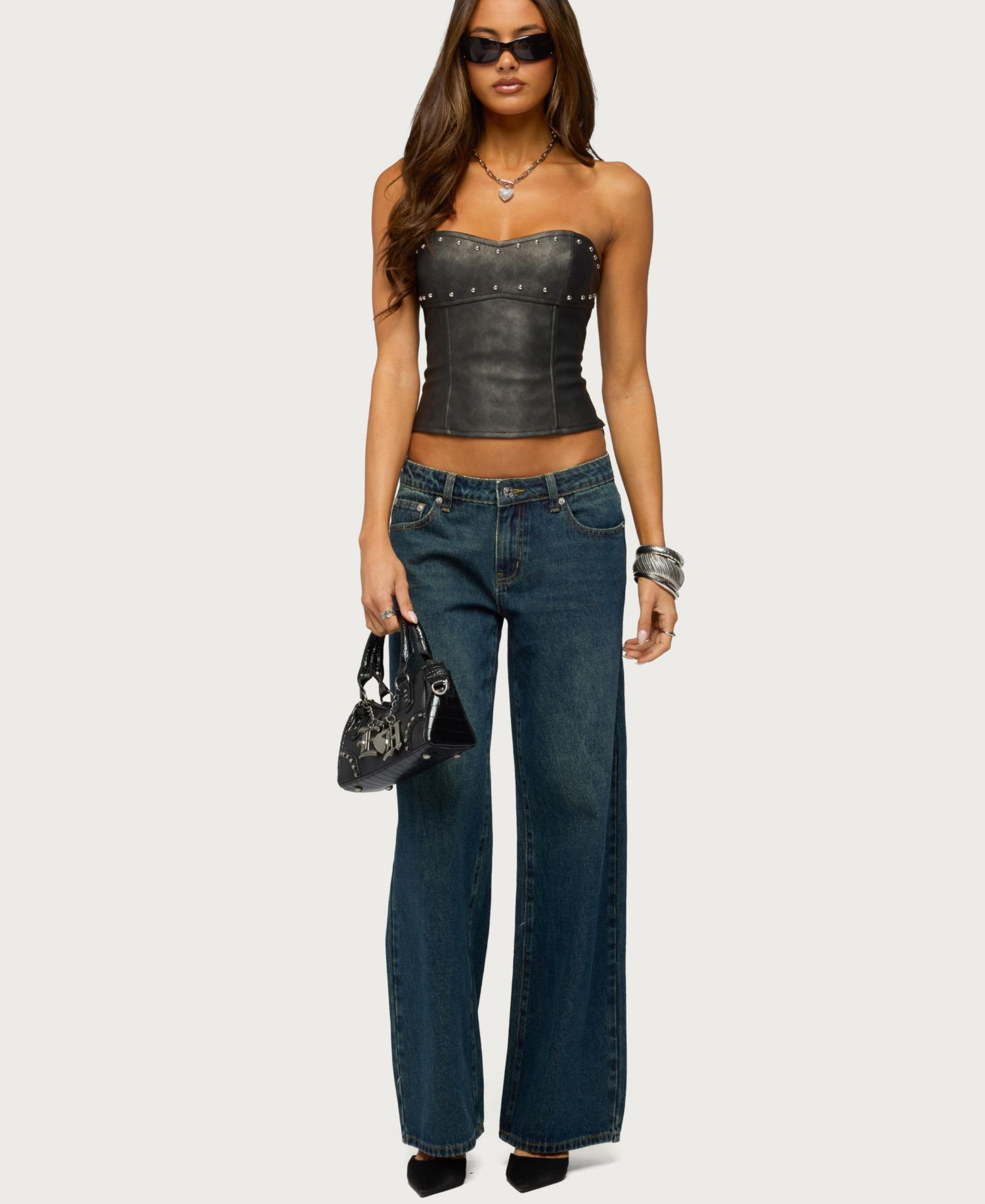 Women's Izara Studded Faux Leather Corset