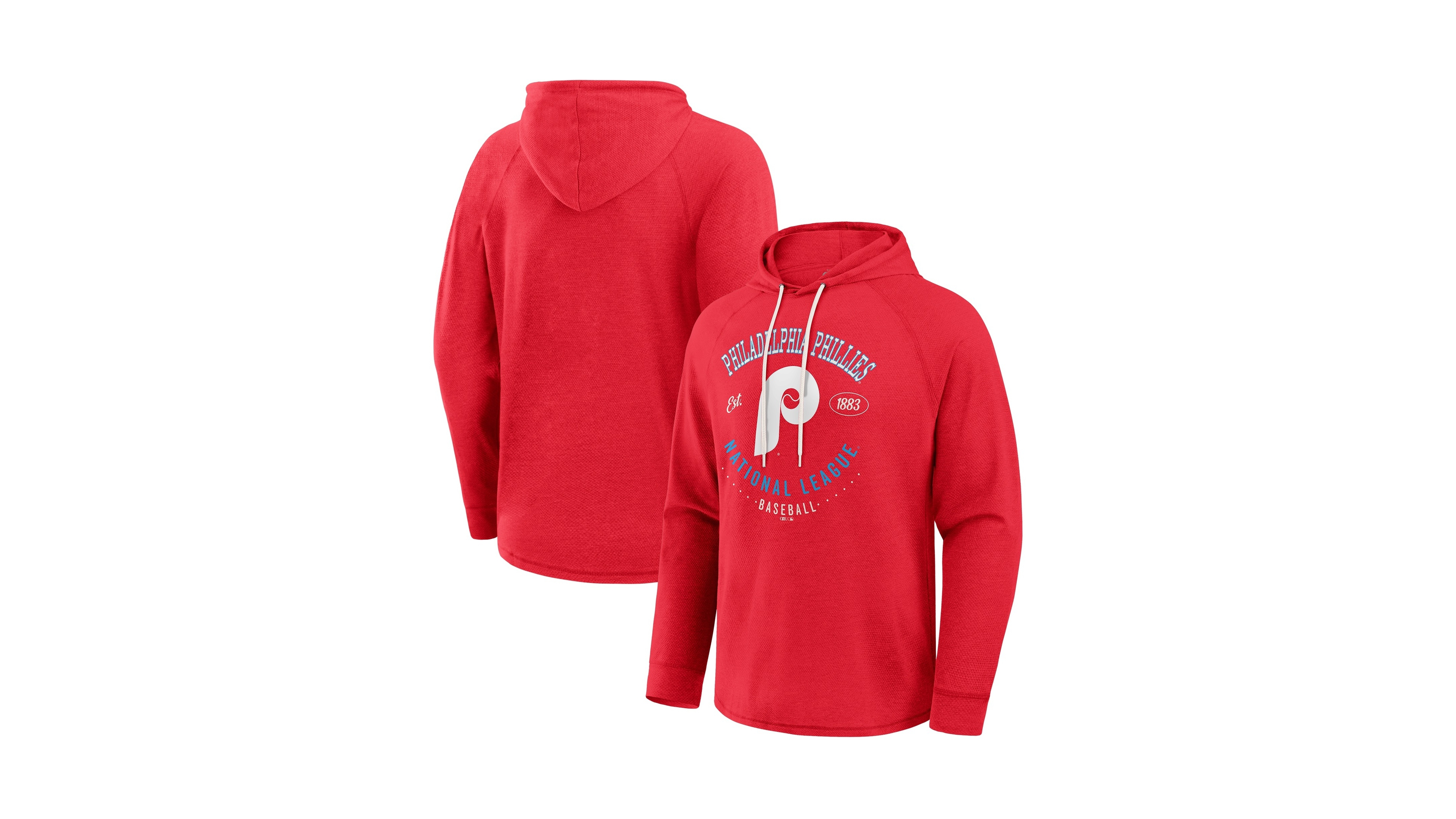 Darius Rucker Collection By Fanatics Men's Red Philadelphia Phillies Raglan Hooded Long Sleeve T-Shirt