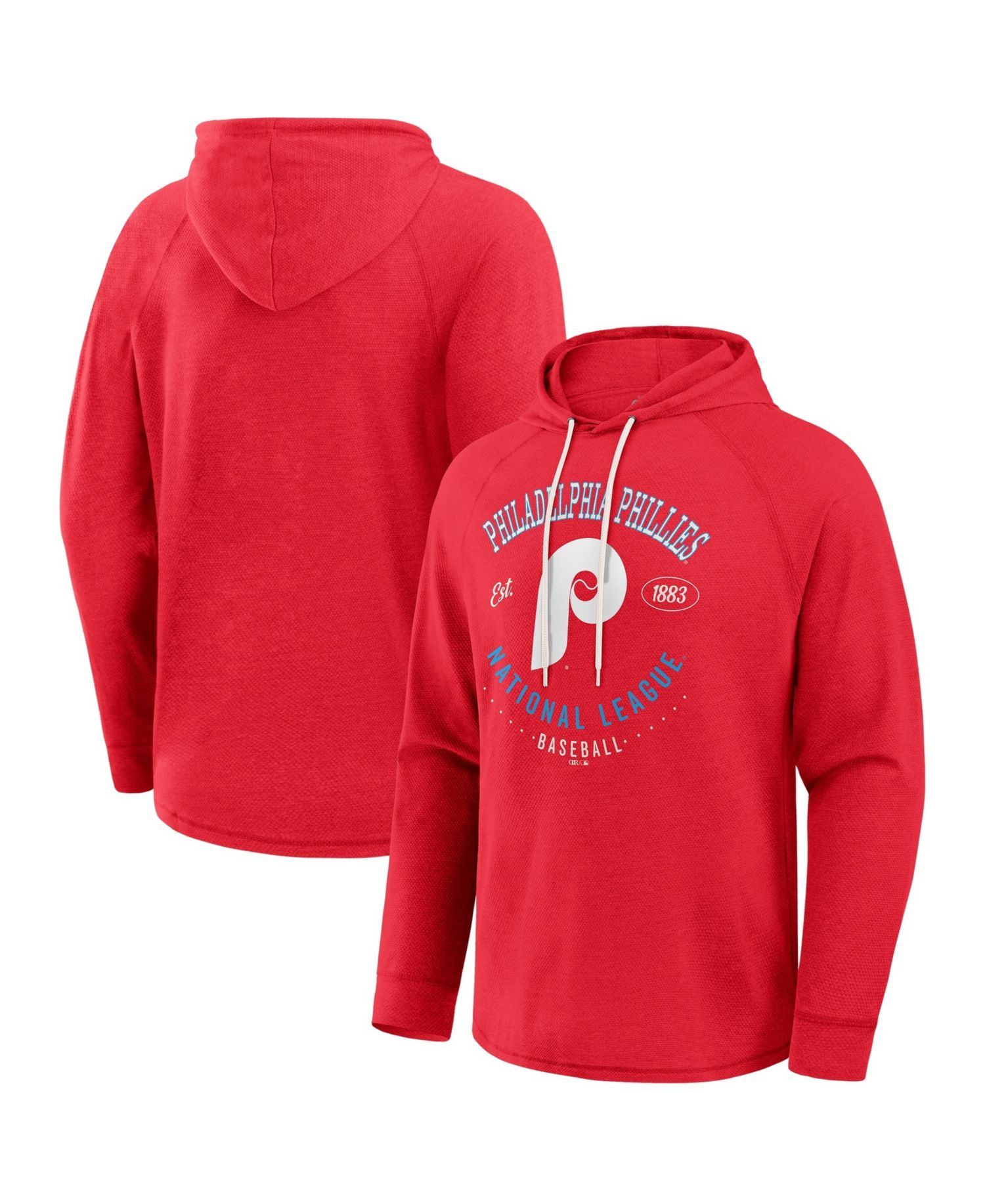 Men's Red Philadelphia Phillies Raglan Hooded Long Sleeve T-Shirt