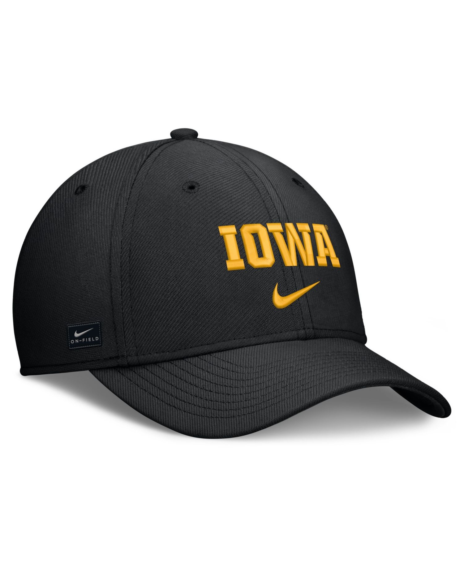 Men's Black Iowa Hawkeyes Rise On-Field Swoosh Flex Dri-FIT Flex Hat