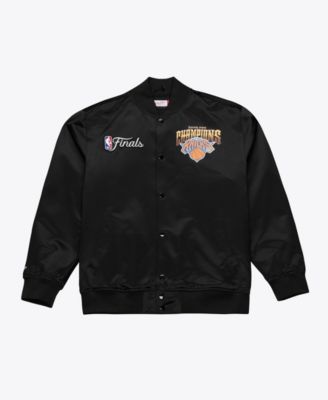 Men's Black New York Knicks 2026 NBA Finals Champions Satin Full-Snap Jacket