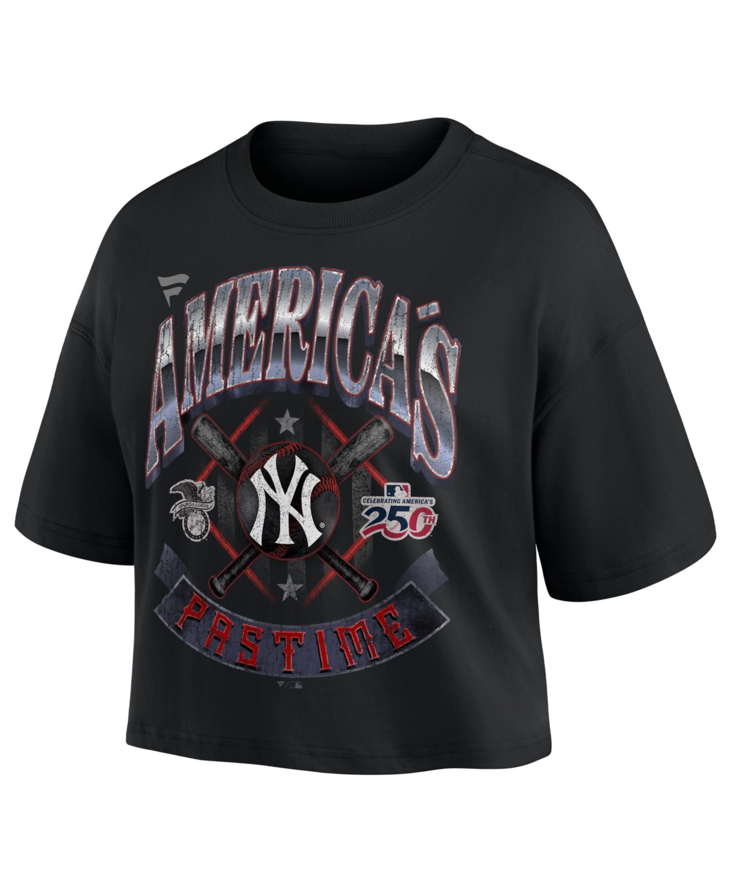Women's Black New York Yankees Americana Crop T-Shirt