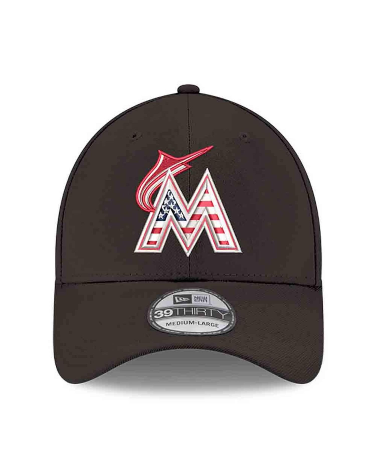 Men's Black Miami Marlins America 250 39THIRTY Flex Hat