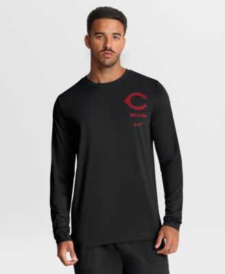 Men's Black Cincinnati Reds 2-Hit Legend Dri-FIT Long Sleeve T-Shirt