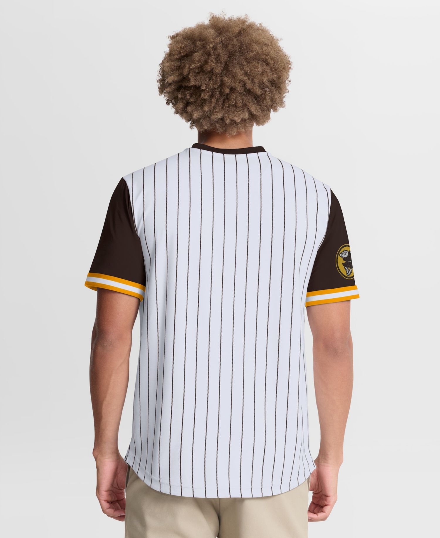 Men's White/Brown San Diego Padres Pinstripe Walk Off T-Shirt