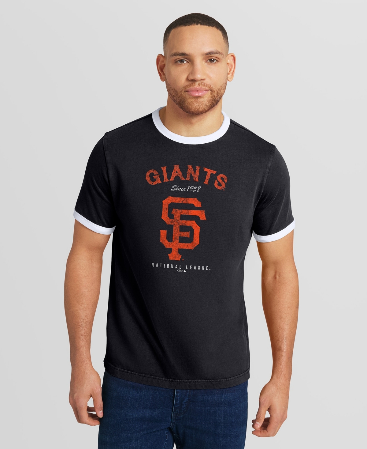 Darius Rucker Collection By Fanatics Men's Black San Francisco Giants Washed Ringer T-Shirt