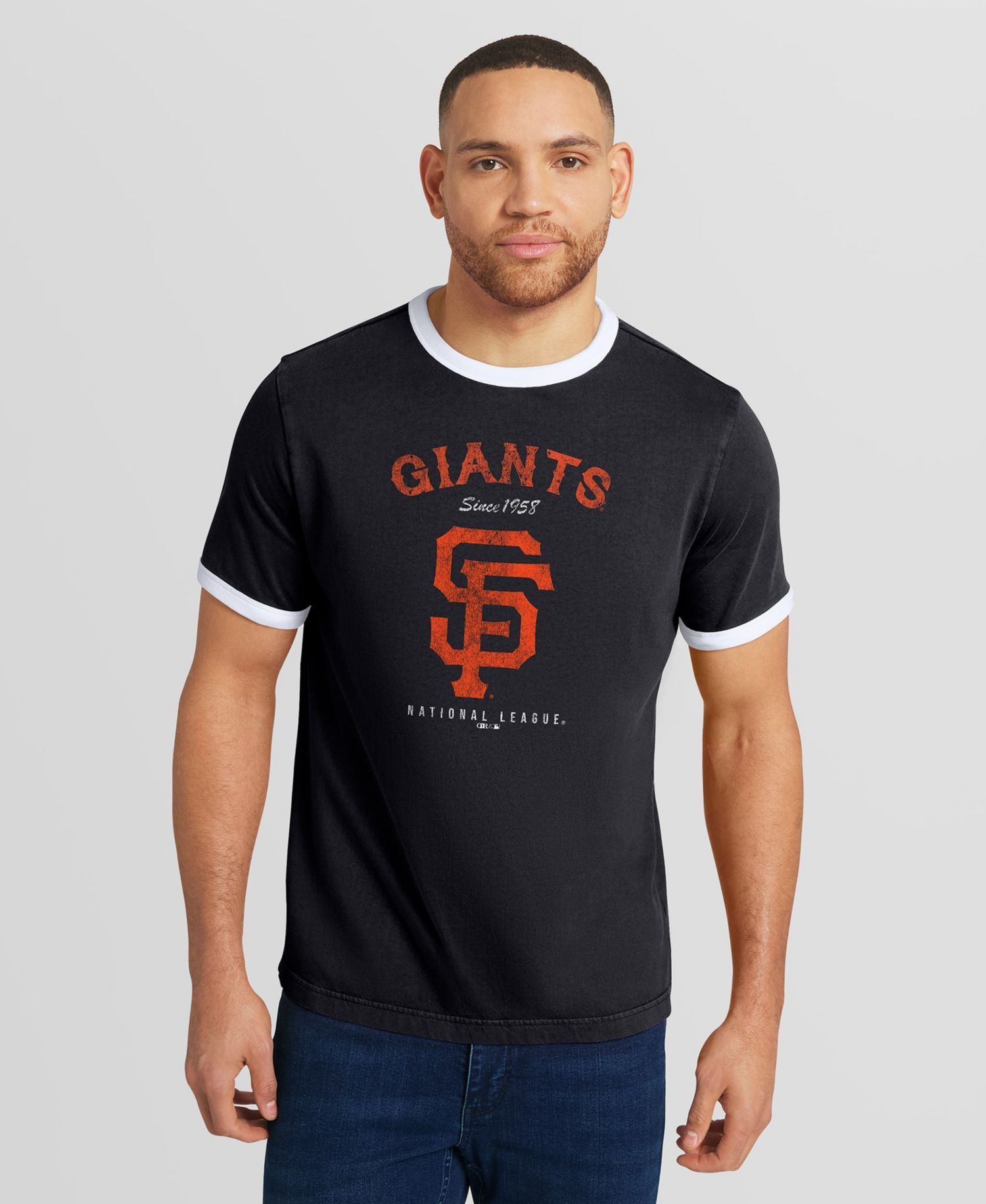 Men's Black San Francisco Giants Washed Ringer T-Shirt