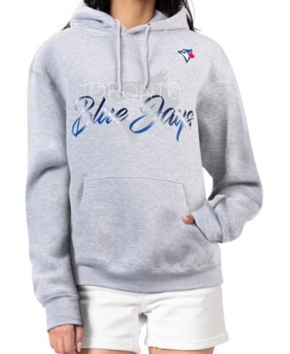 Women's Heather Gray Toronto Blue Jays Shadow Logo Graphic Pullover Hoodie