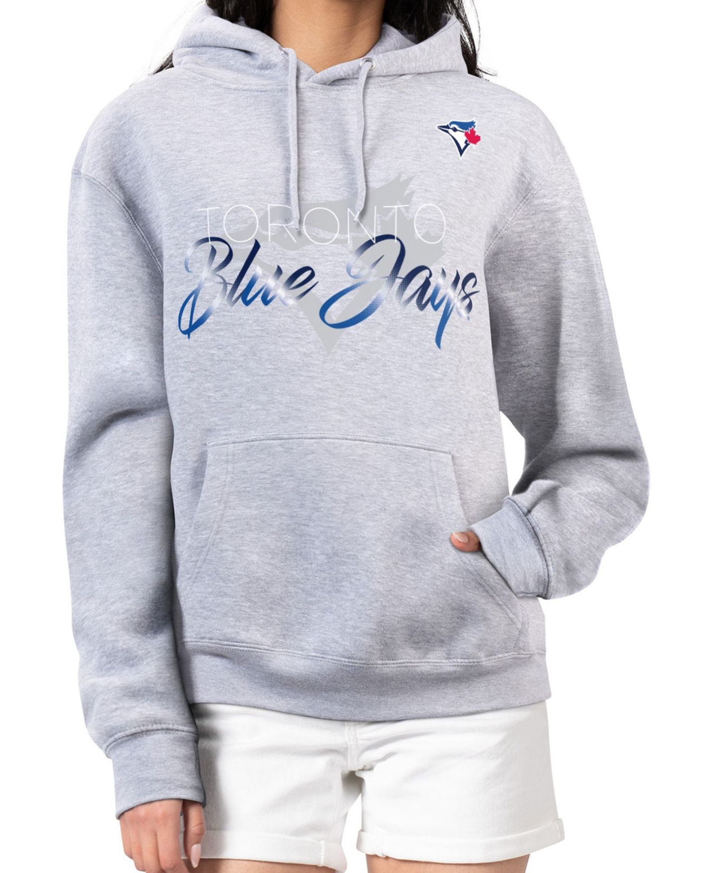 Женское худи G-III 4Her by Carl Banks Heather Gray Toronto Blue Jays Shadow Logo Graphic Pullover — фото 1