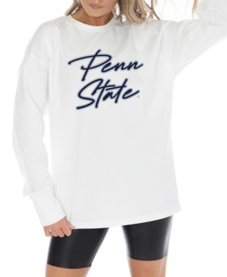 Women's White Penn State Nittany Lions Midweight Oversized Long Sleeve T-Shirt