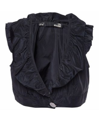 Women's Synthetic Ruffled Sleeveless Cropped Shrug