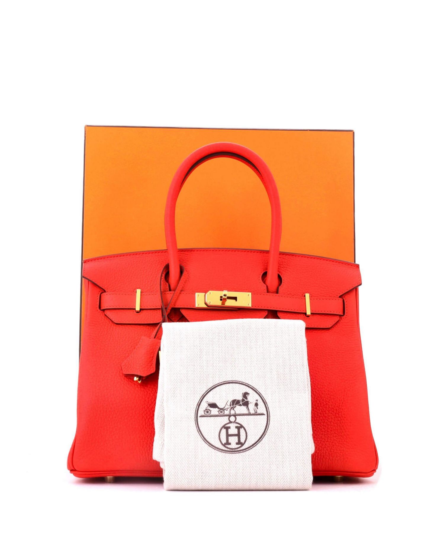 Birkin 30 Handbag Red Clemence with Gold Hardware