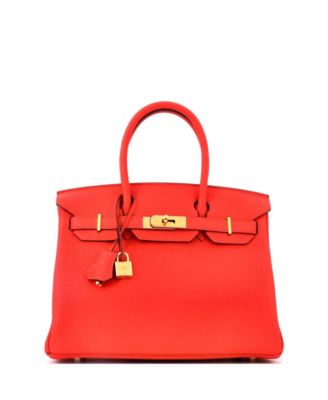 Birkin 30 Handbag Red Clemence with Gold Hardware