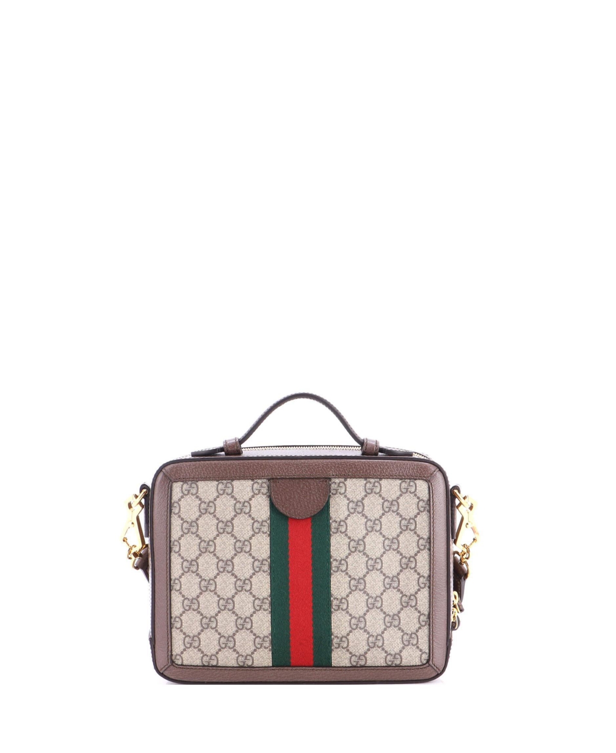 Pre-Owned Gucci Small Ophidia Zip Around Camera Bag Gg Coated Canvas