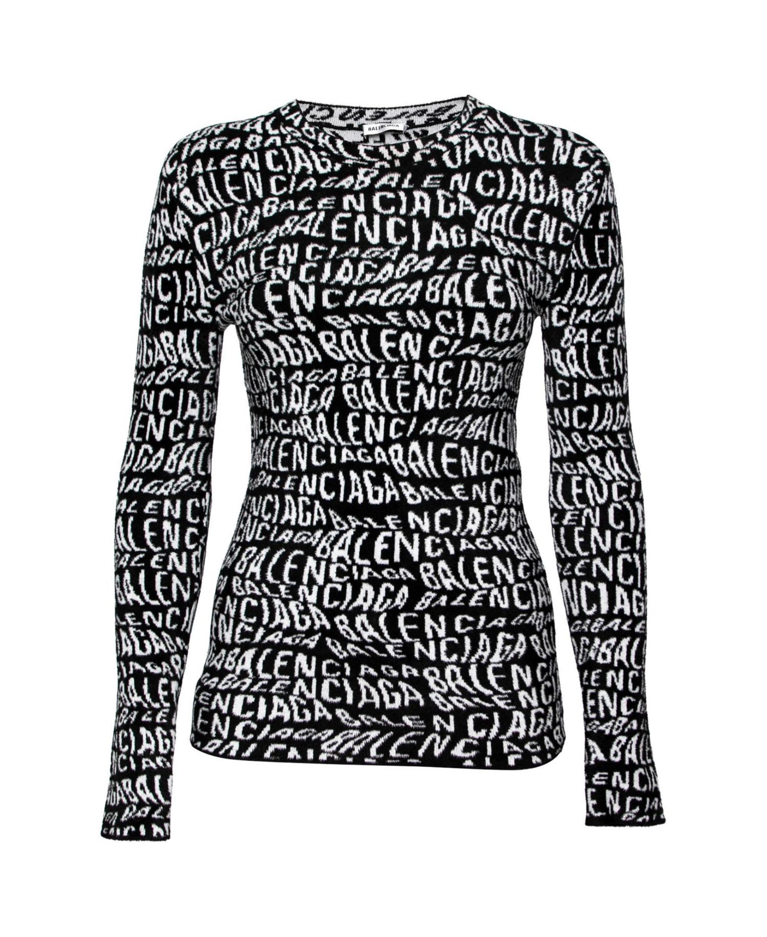 Women's Wavy Logo Knitted Crew Neck Top