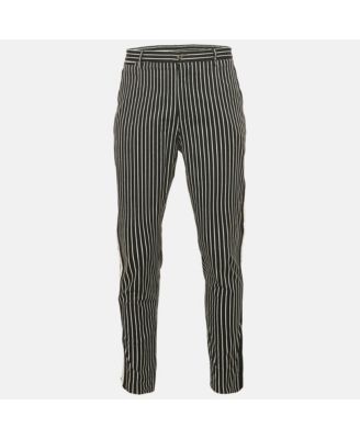Men's Stripe Cotton Contrast Trimmed Trousers
