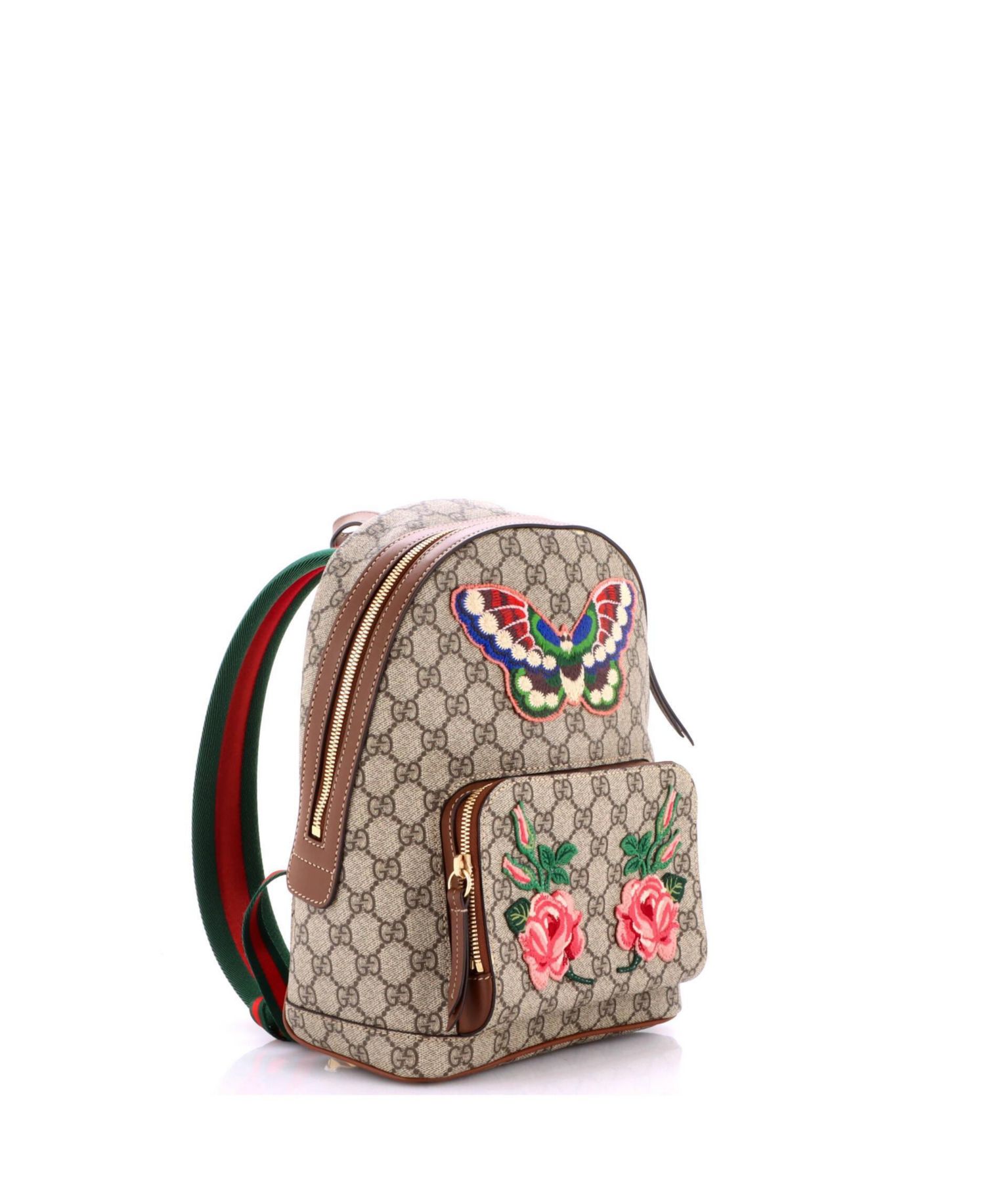 Small Zip Pocket Backpack Embroidered GG Coated Canvas