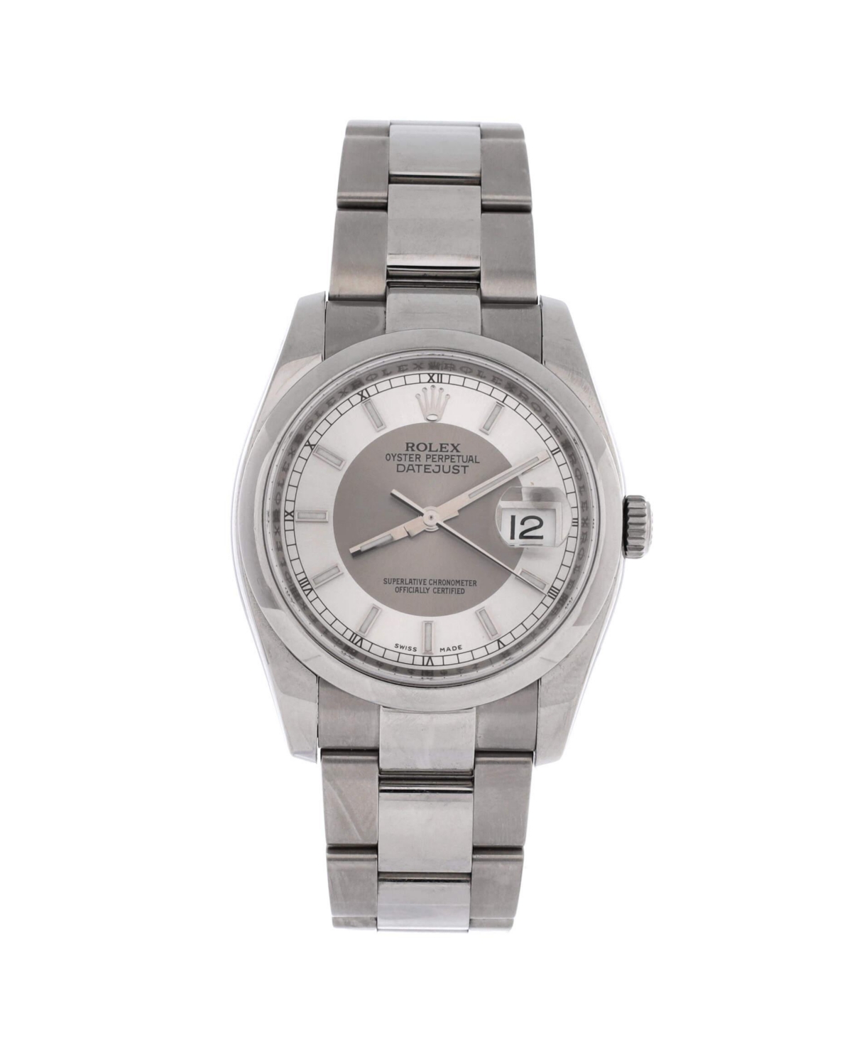 PreOwned Rolex Oyster Perpetual Datejust Automatic Watch in Stainless Steel 36mm  Dial color silver