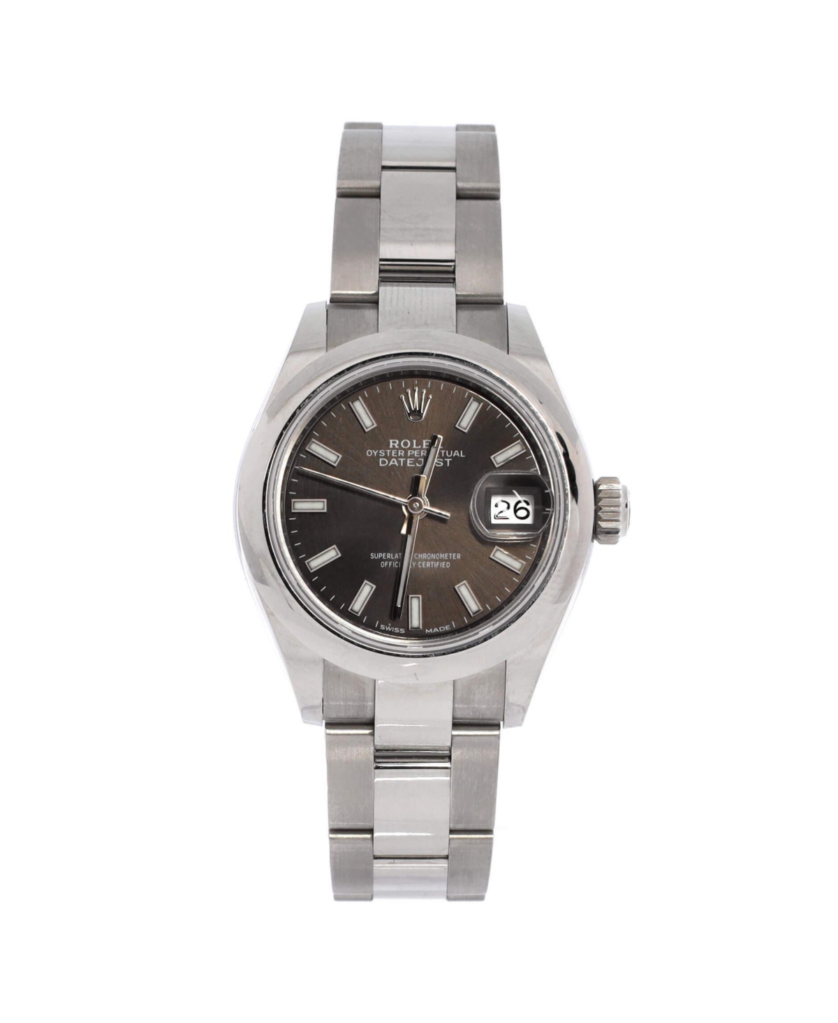 PreOwned Rolex Oyster Perpetual Datejust Automatic Watch in Stainless Steel 28mm  Dial color grey