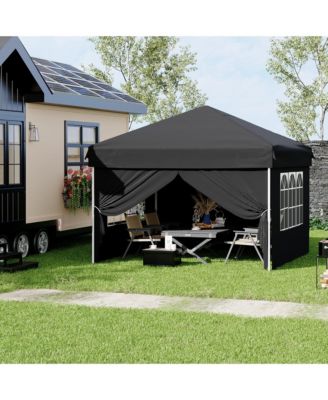 10x10 Pop Up Canopy with 4 Sidewalls – Waterproof Portable Outdoor Shade Tent with Stakes and Carry Bag