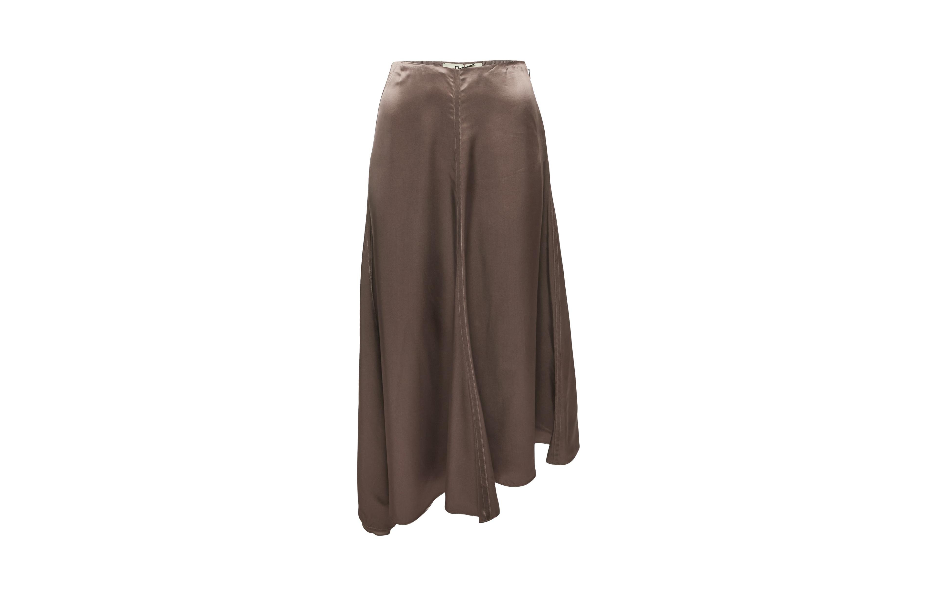 Pre-Owned Fendi Women's Satin Asymmetric Midi Skirt