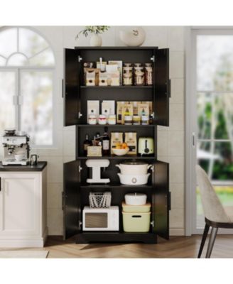 70" Tall Kitchen Pantry Cabinet with Doors and Adjustable Shelves Freestanding Storage Hutch for Kitchen, Living Room and Laundry