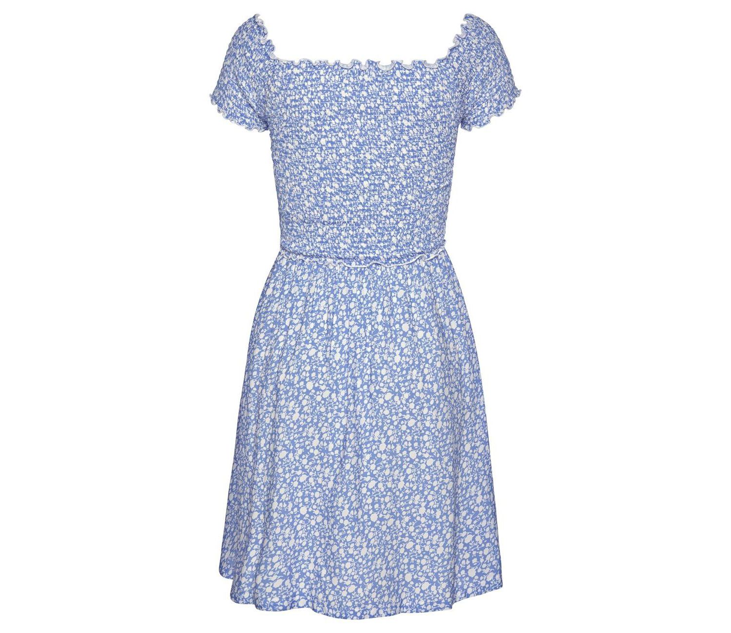Women's Viscose Printed Smocked Pattern A-Line Short Dress