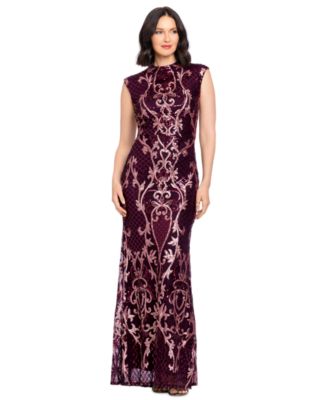 Petite Sequin Mock Neck Maxi Dress