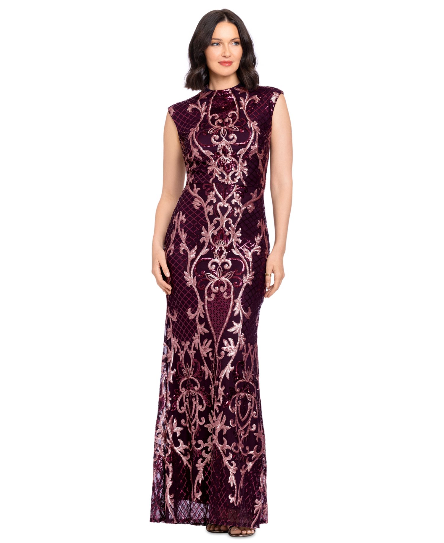 Petite Sequin Mock Neck Maxi Dress