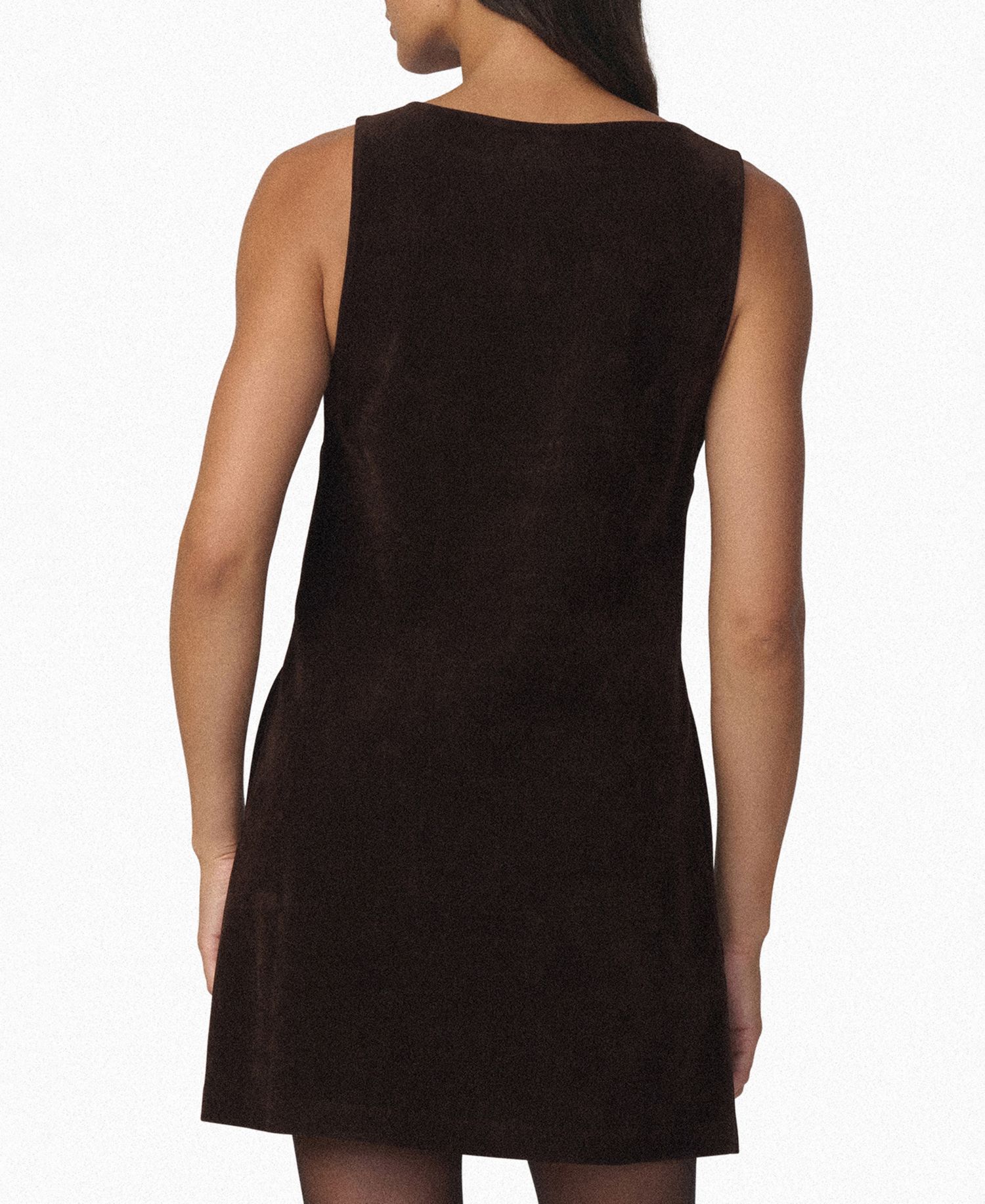 Women's Scoop Neck Faux-Suede Sleeveless Mini Dress