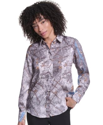 Women's Long-Sleeve Button-Front Blouse