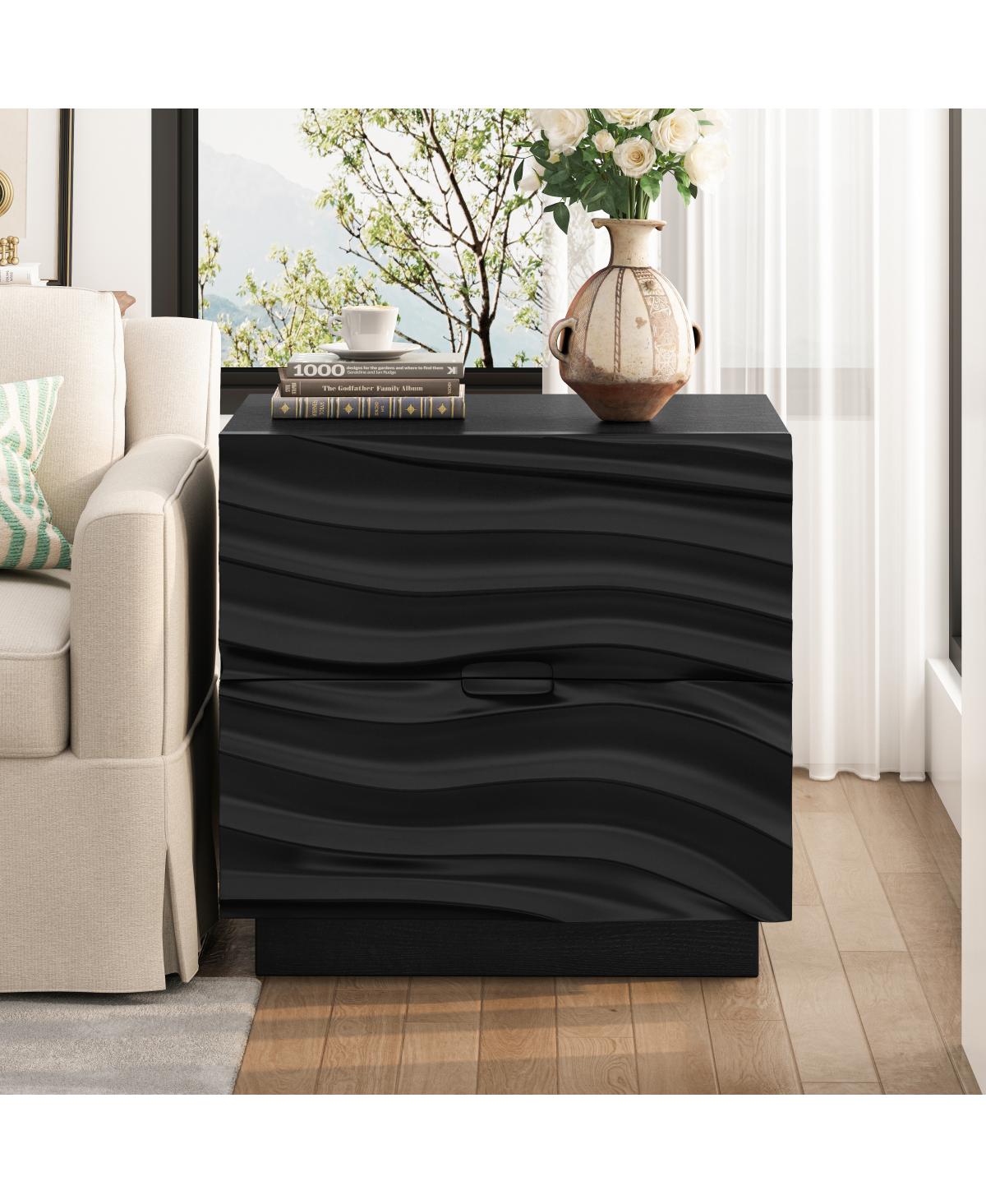 Streamdale Furniture Solid Wood 2-Drawer Nightstand