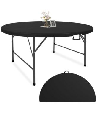 Round Folding Table Fold in Half Portable Plastic Indoor Outdoor Party Dining Wedding Camping Picnic Events Handle