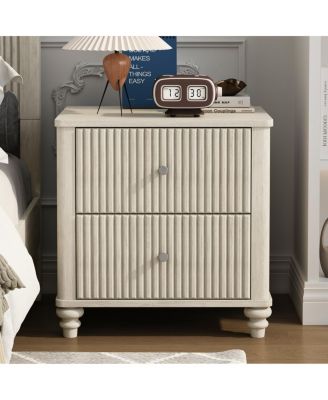 Fluted 3-Drawer Mid-Century Modern Nightstand, 21.65" Wide
