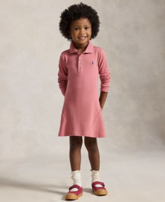 Girls' 2T-6X Stretch Mesh Long-Sleeve Polo Dress