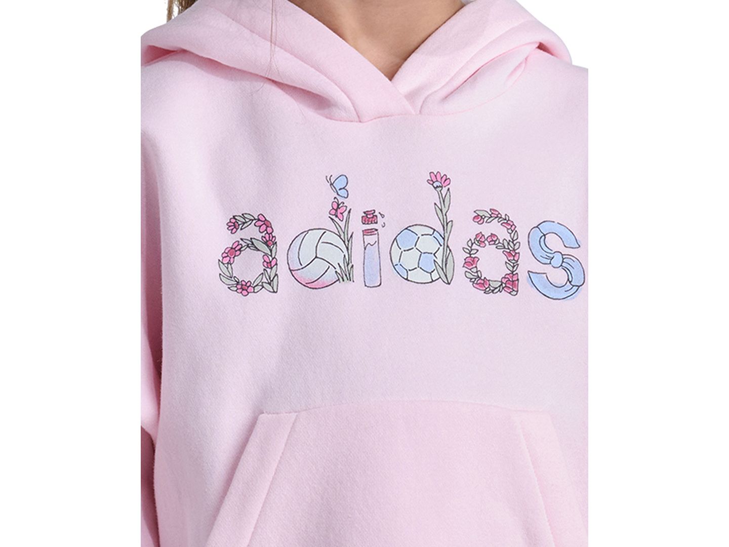 Детский комплект adidas для девочек: худи и джоггеры, 2T-6X, 2 предмета, цвет: Розовый — фото 3