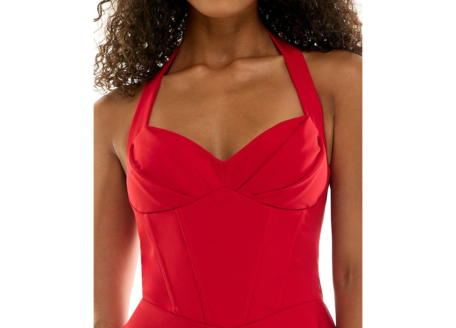 Juniors' Halter Neck Fit and Flare Dress