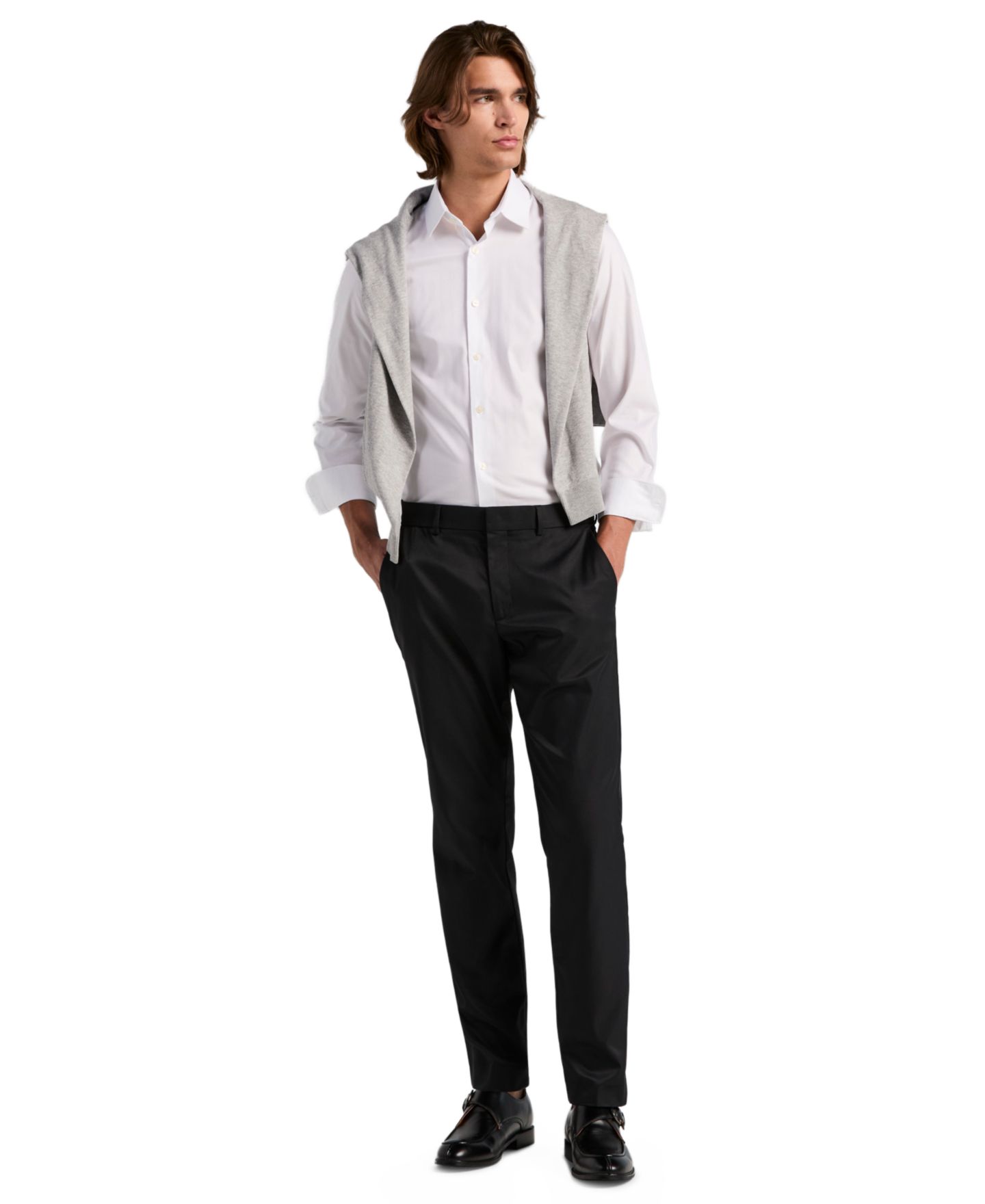 Мужские брюки Perry Ellis Portfolio Flat Front Modern-Fit Dress Pants, цвет: Чёрный — фото 3