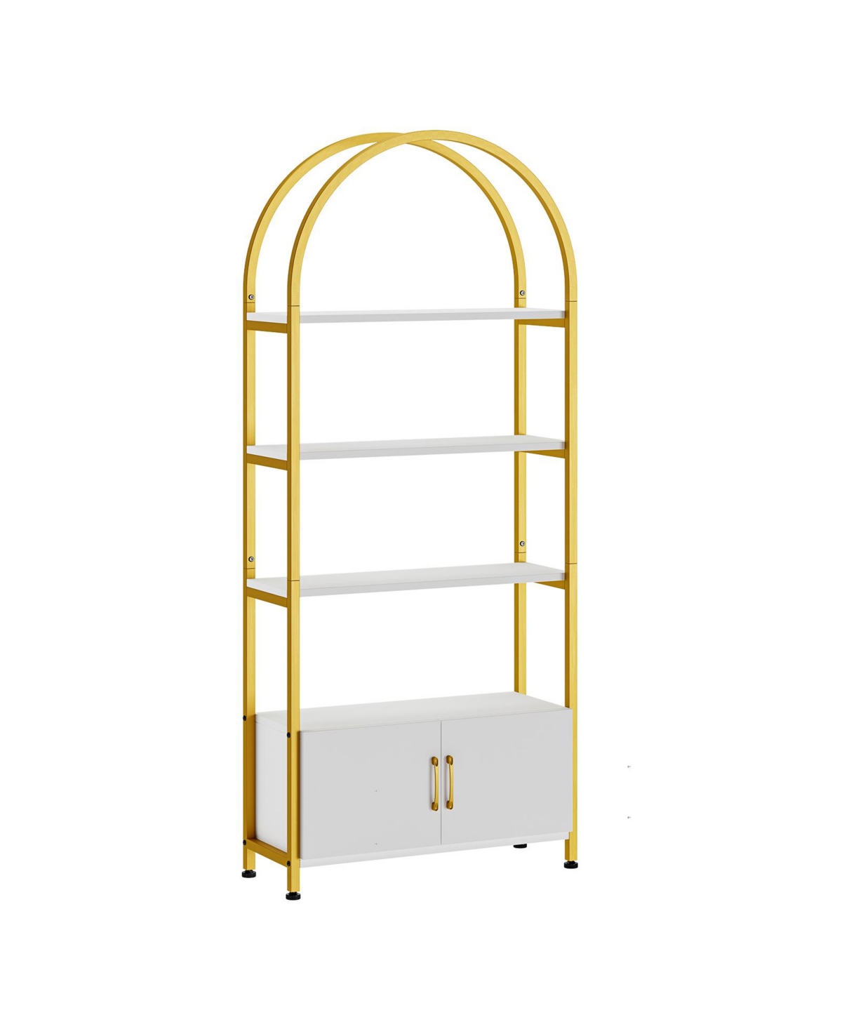 homfan 4 Tier Bookshelf, Arched Bookcase with Doors Storage, 71.5 Inches Tall Industrial Book Shelf with Sturdy Metal Frame and Quality Boards