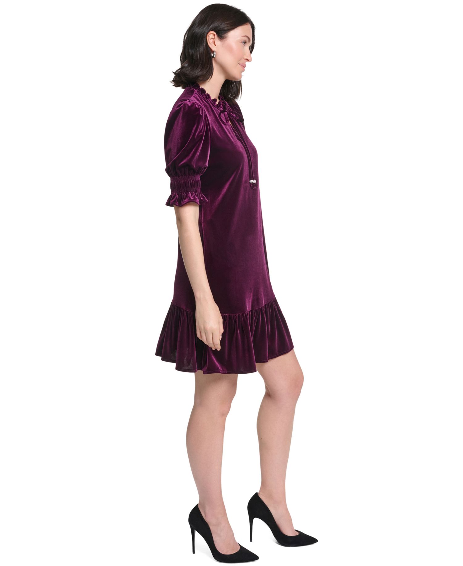 Women's Tie-Neck Velvet Dress