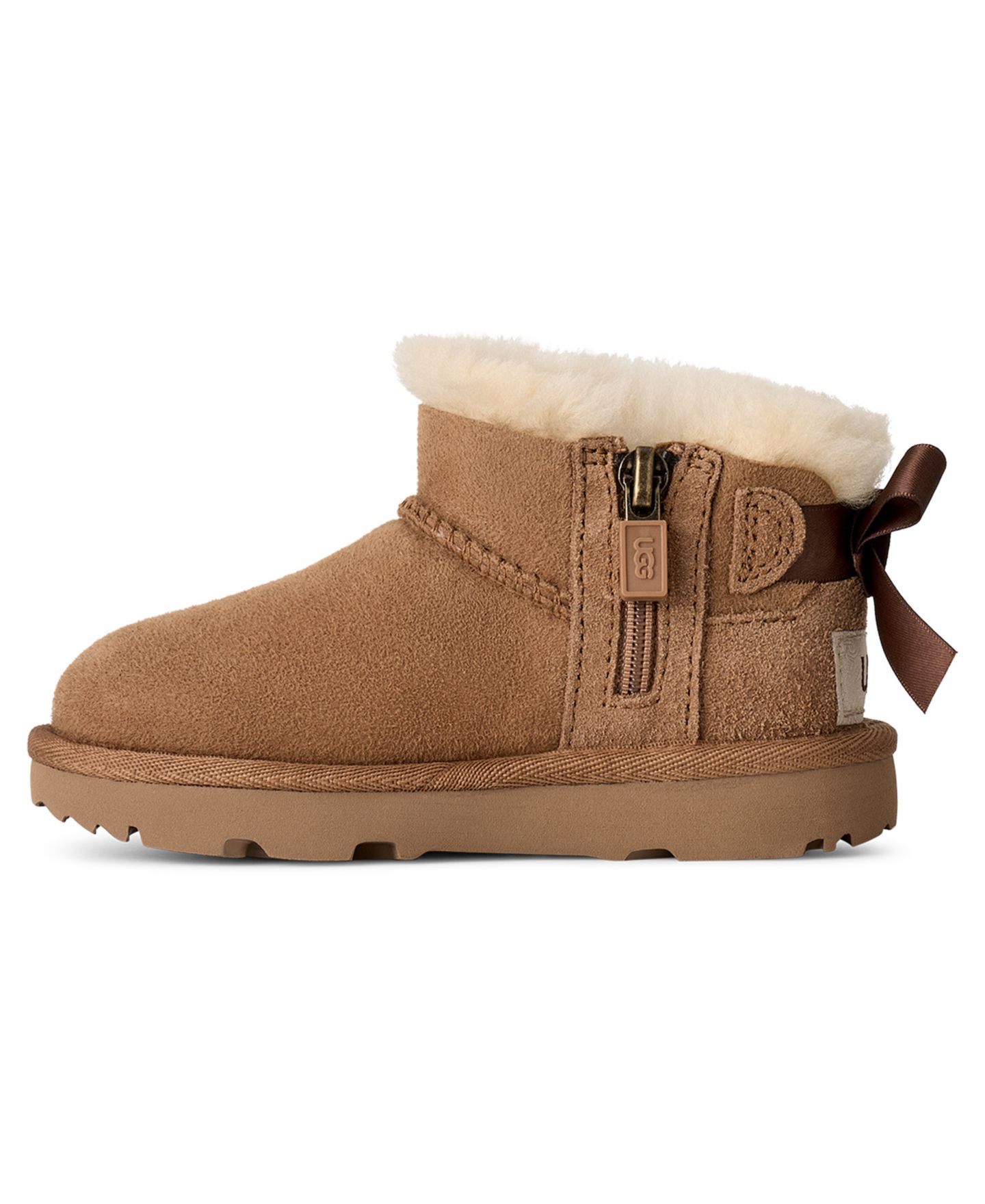 Ботинки UGG® Ultra Mini Bailey Bow Zipper Booties для девочек, цвет: Каштановый — фото 5