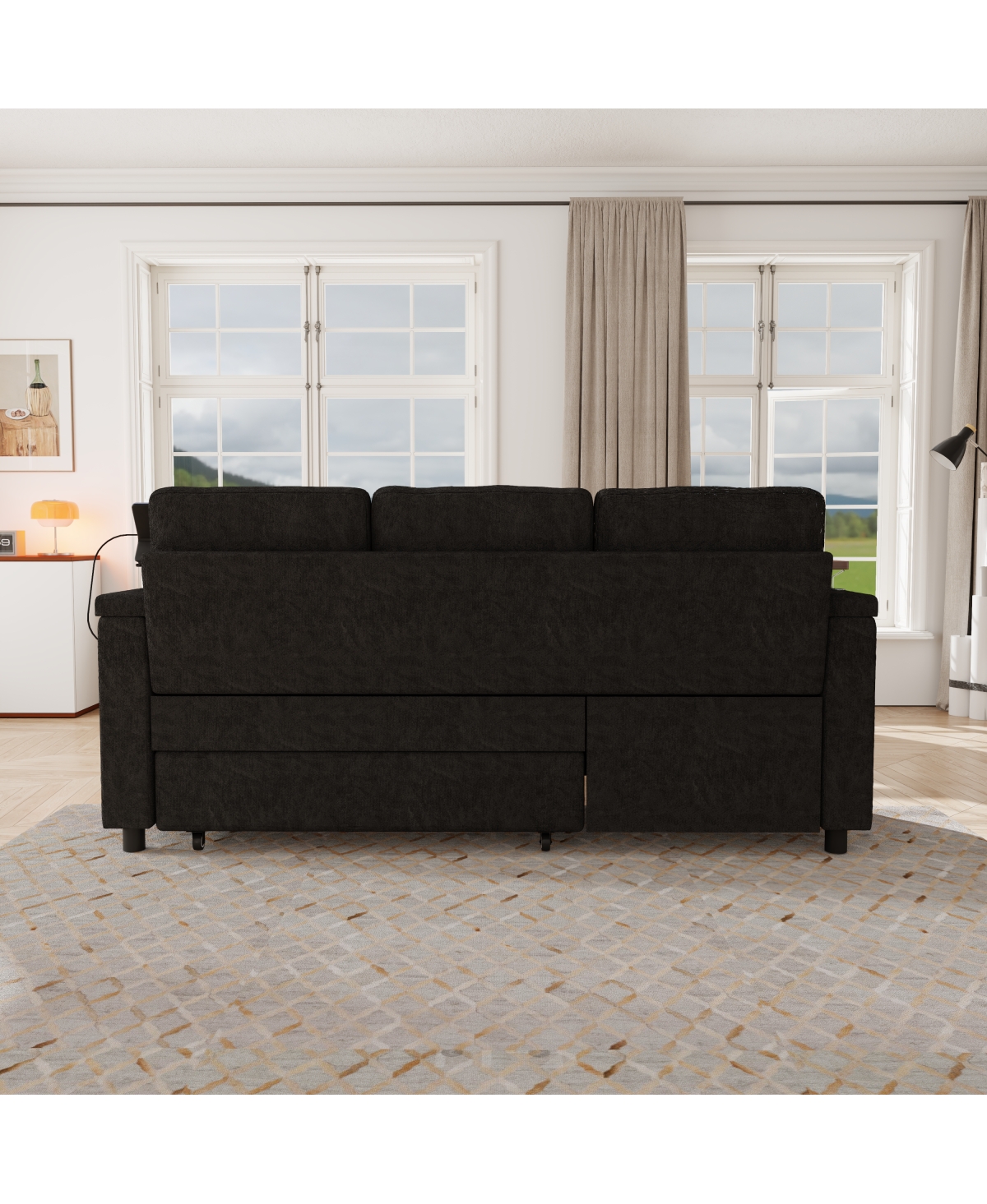 Streamdale Furniture 81" 3-in-1 Foldable Sofa Bed with Usb Ports