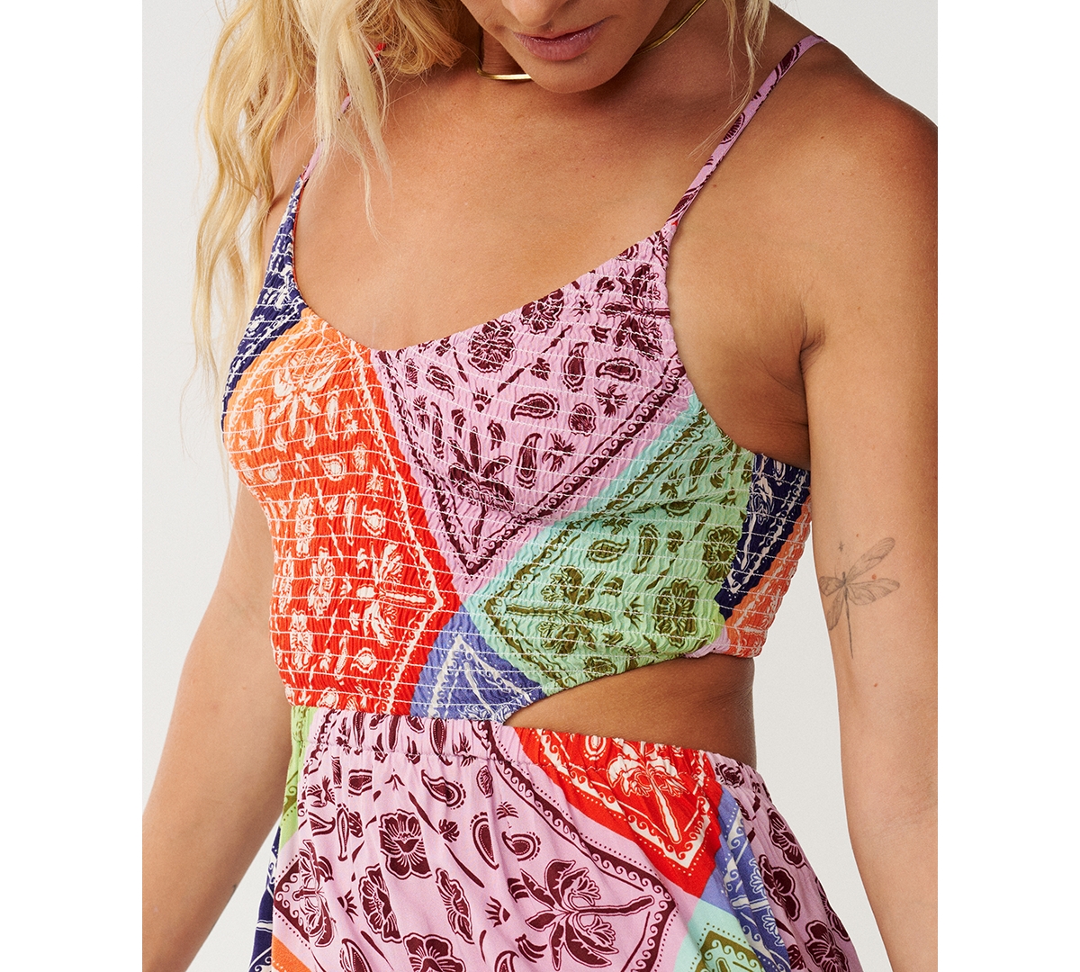 Rip Curl Women's Bossa Nova Floral-Print Scoop Neck Cutout Maxi Dress