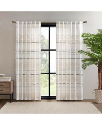 Cotton Printed Curtain Panel with tassel trim and Lining Only 1 Piece Panel